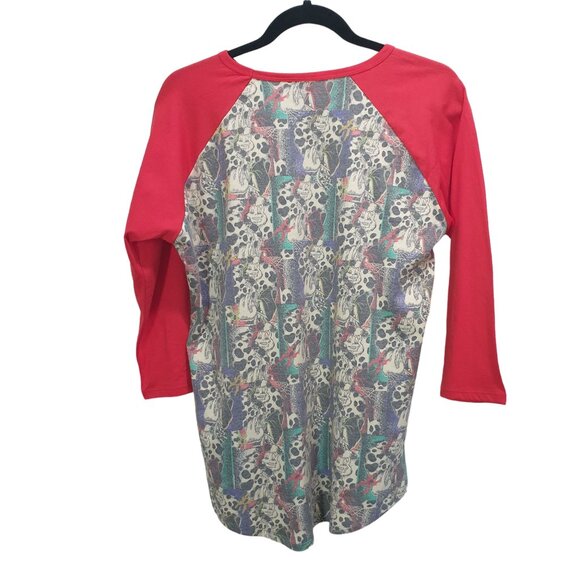 LuLaRoe Disney Randy M Women Raglan Top With Cruella Print Dalmatians 3/4 Sleeve - Picture 6 of 6